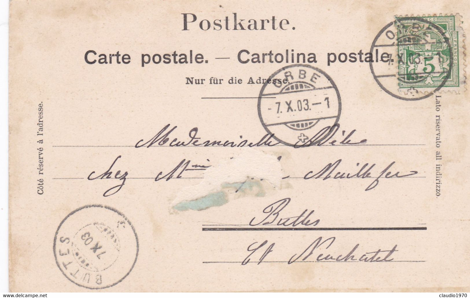 SVIZZERA -  CARTOLINA - BALLAIGUES-  VIAGGIATA PER BUTTS - 1903 - Ballaigues