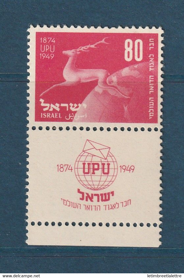 Israël - YT N° 28 ** - Neuf Sans Charnière - 1949 - Unused Stamps (with Tabs)