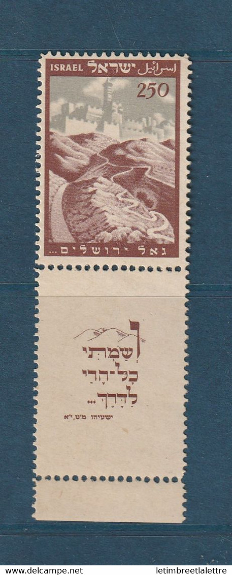 Israël - YT N° 16 ** - Neuf Sans Charnière - 1949 - Neufs (avec Tabs)