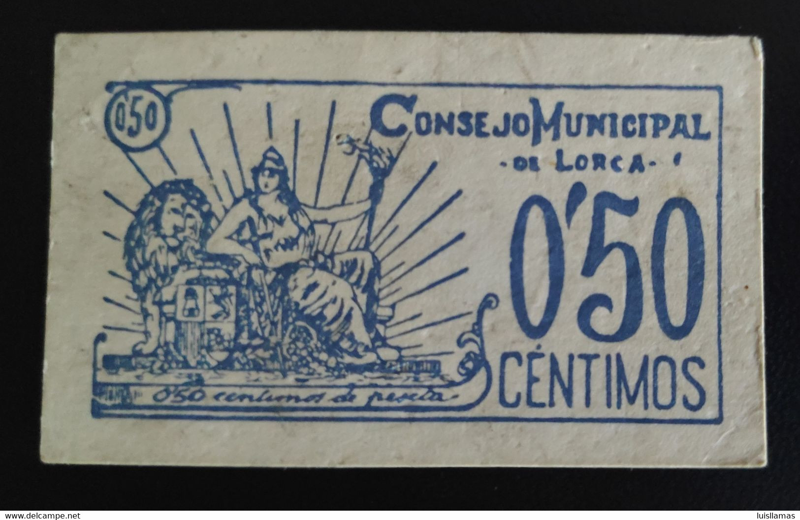 España 1937 República, Billete Local Lorca, 0'50 Cts. - 5 Peseten