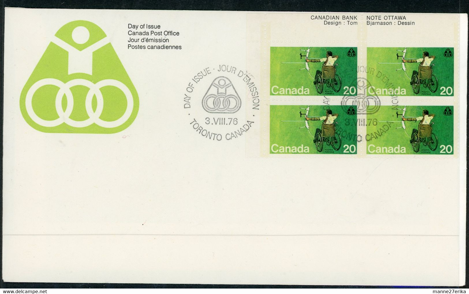 Canada 1976 FDC Handicapped Olympics - Storia Postale