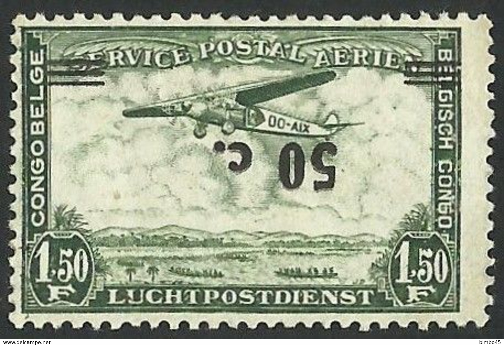 Inverted Overprint -- CONGO-BELGE / BELGISCH-CONGO - 1942  MNH  / SERVICE POSTAL  AERIEN -- Inverted Overprint - Nuovi