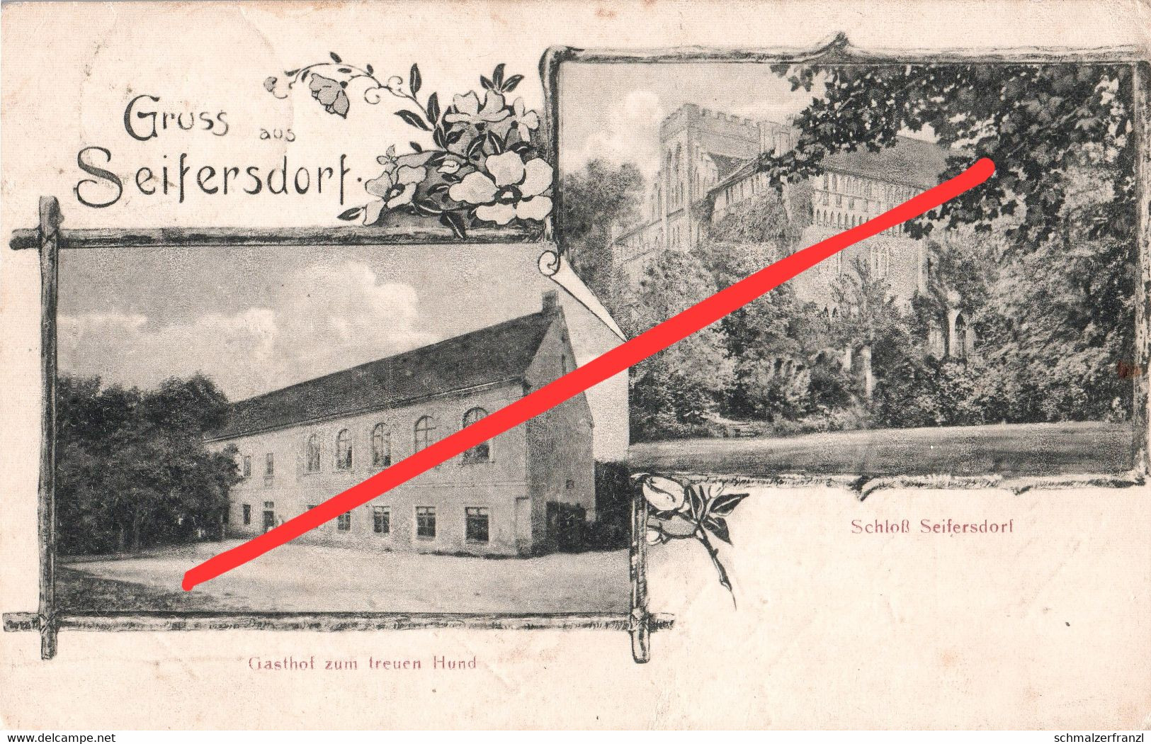 Litho AK Gruß Seifersdorf Gasthof Zum Treuen Hund Schloss A Wachau Ottendorf Hermsdorf Radeberg Weixdorf Liegau Dresden - Radeberg