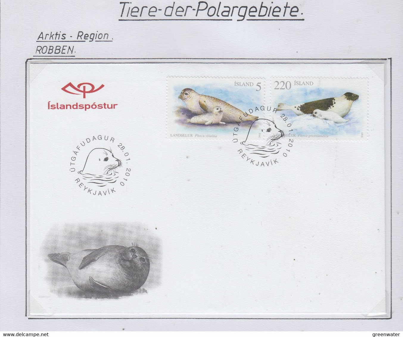 Iceland 2010 Seals 2v FDC (AN176) - Faune Arctique