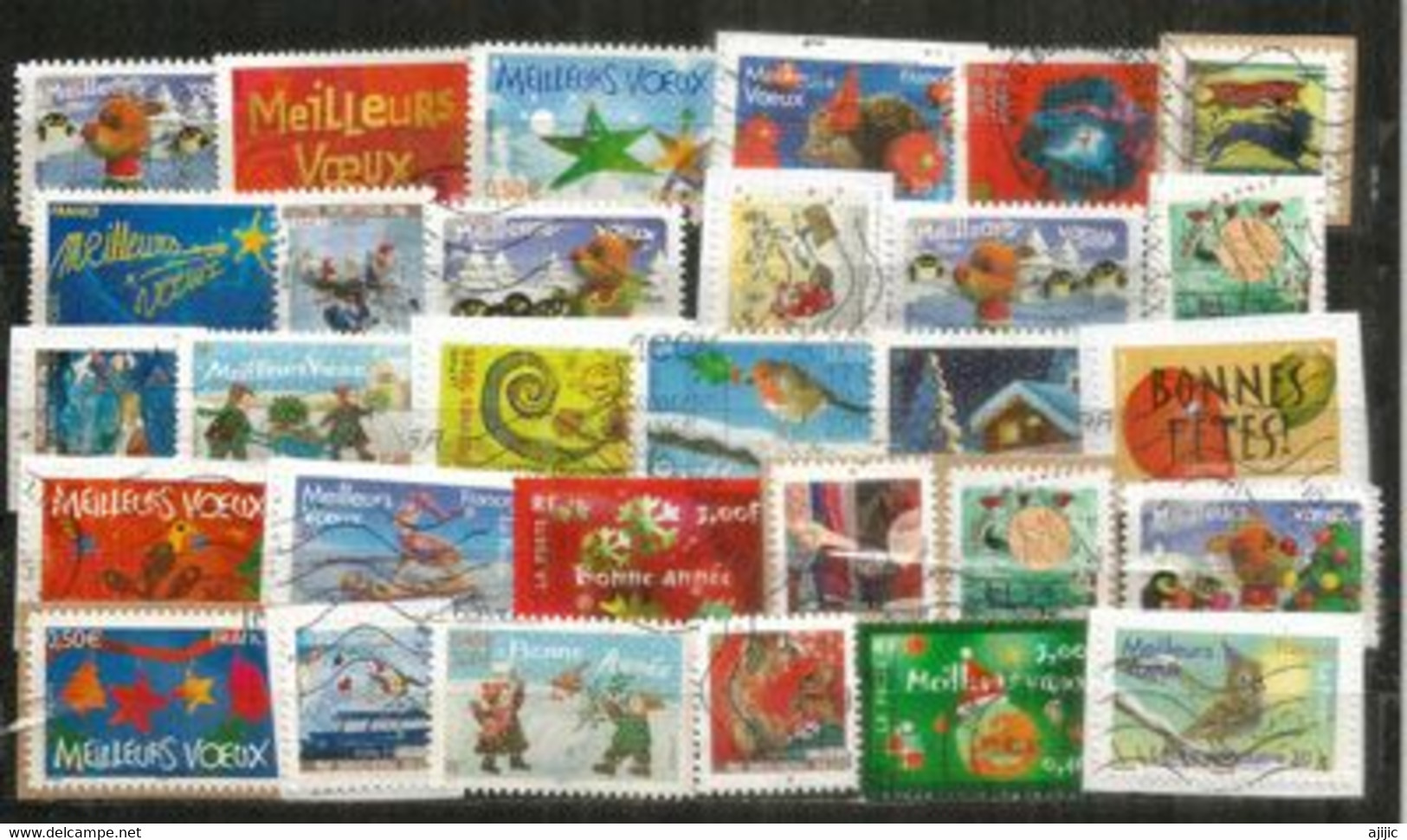 Beau Lot De 30 Timbres Oblitérés Différents "Meilleurs Voeux & Bonne Année", Bonne Qualité. Lot # 30 - Vrac (max 999 Timbres)