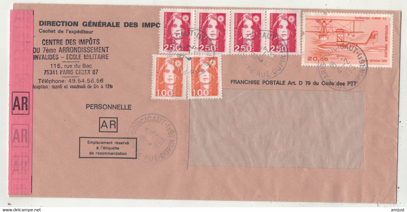 France // Lettre Recommandée Au Départ De Boucicaut Le 4.02.1993 - Covers & Documents