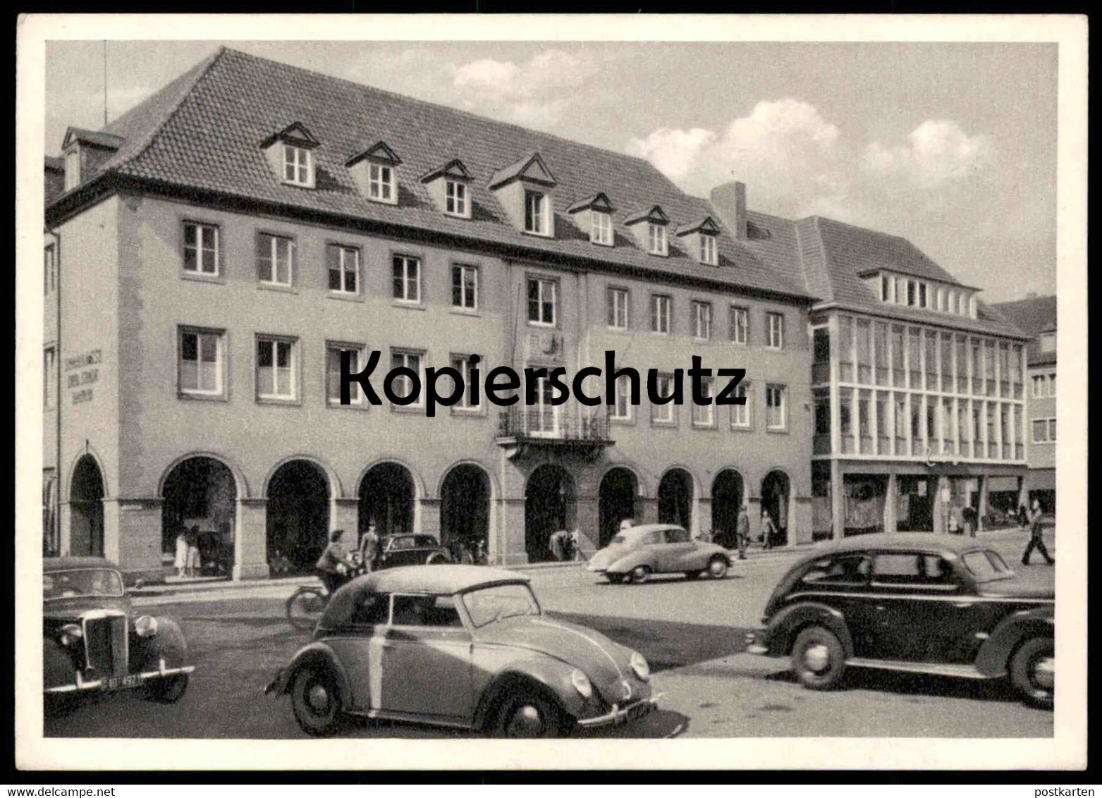 ALTE POSTKARTE HAMM IN WESTFALEN MARKTPLATZ UND SPARKASSE AUTOS AUTO VW KÄFER Ansichtskarte Postcard Cpa AK - Hamm