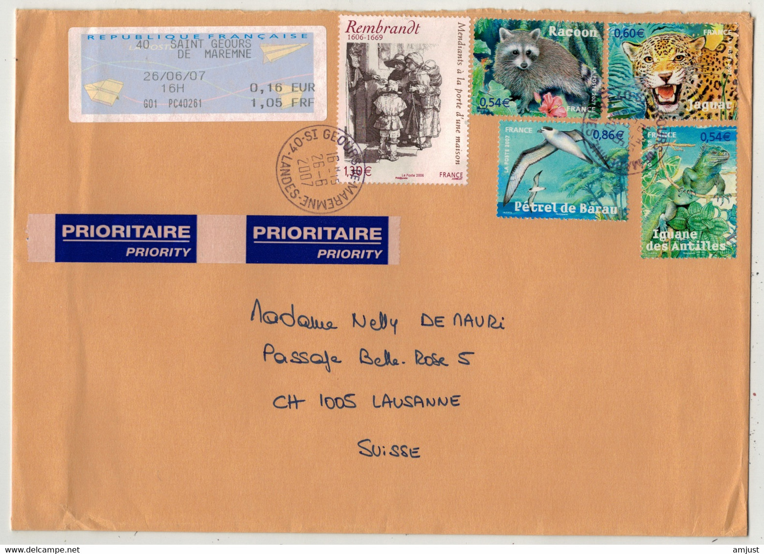 France // Lettre  Pour La Suisse Le 26.06.2007 - Storia Postale