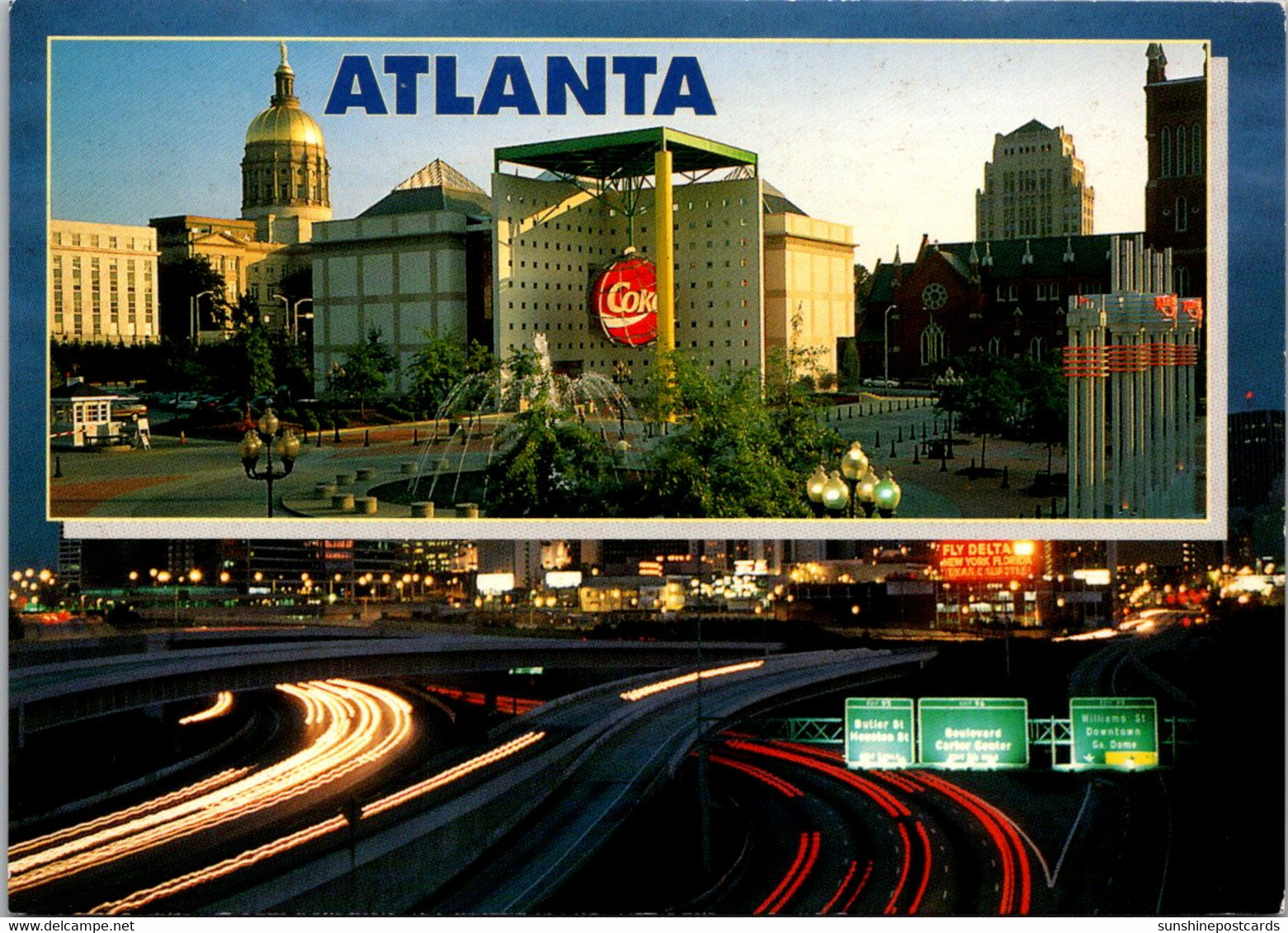 Georgia Atlanta Showing Coca Cola Museum And Freeways At Night - Atlanta