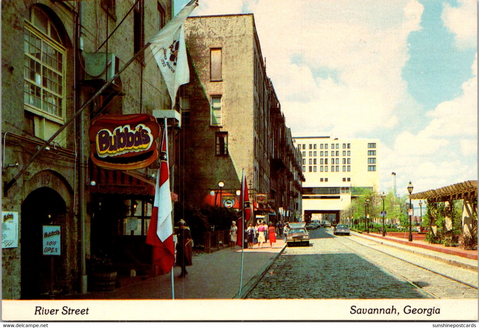 Georgia Savannah River Street Showing Bubba's Hot Dog Stand - Savannah