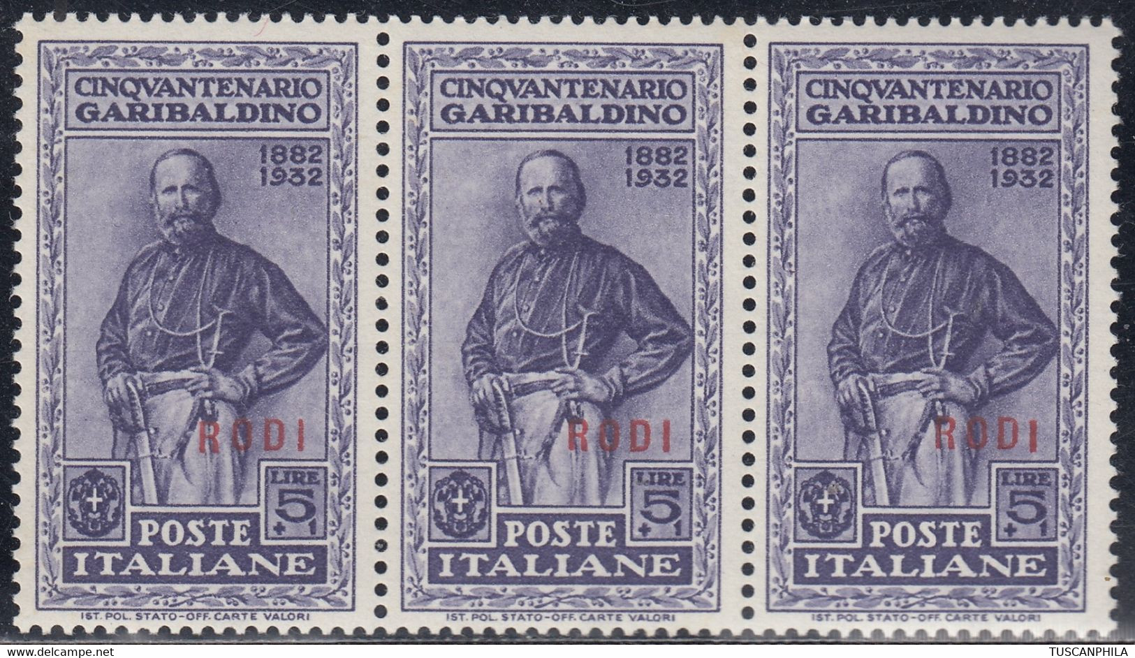 1932 Giuseppe Garibaldi 3 Val. Sass. 29 MNH** Cv 210 - Ägäis (Rodi)