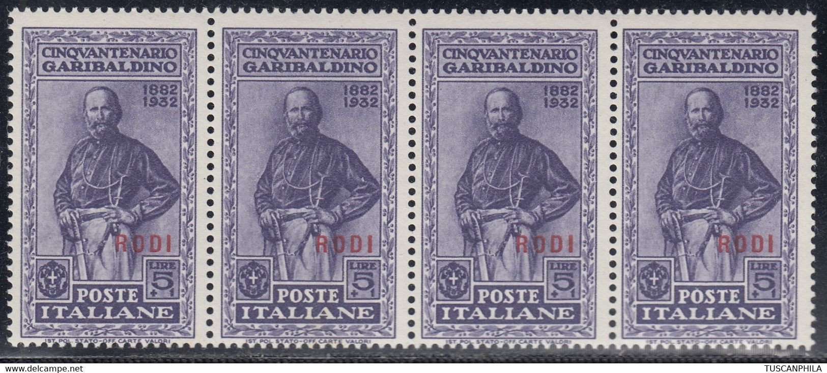 1932 Giuseppe Garibaldi 4 Val. Sass. 29 MNH** Cv 280 - Aegean (Rodi)