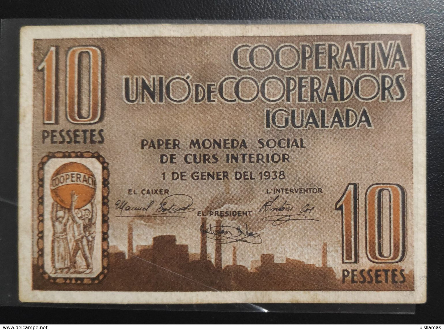 España, República 1937 Billete Local De Igualada, 10 Pesetas. - Andere & Zonder Classificatie