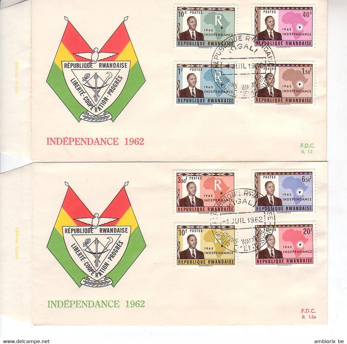 FDC Enveloppes Nr 12 Et 12a - Timbres 1 à 8 - Indépendance 1962 - 1962-1969