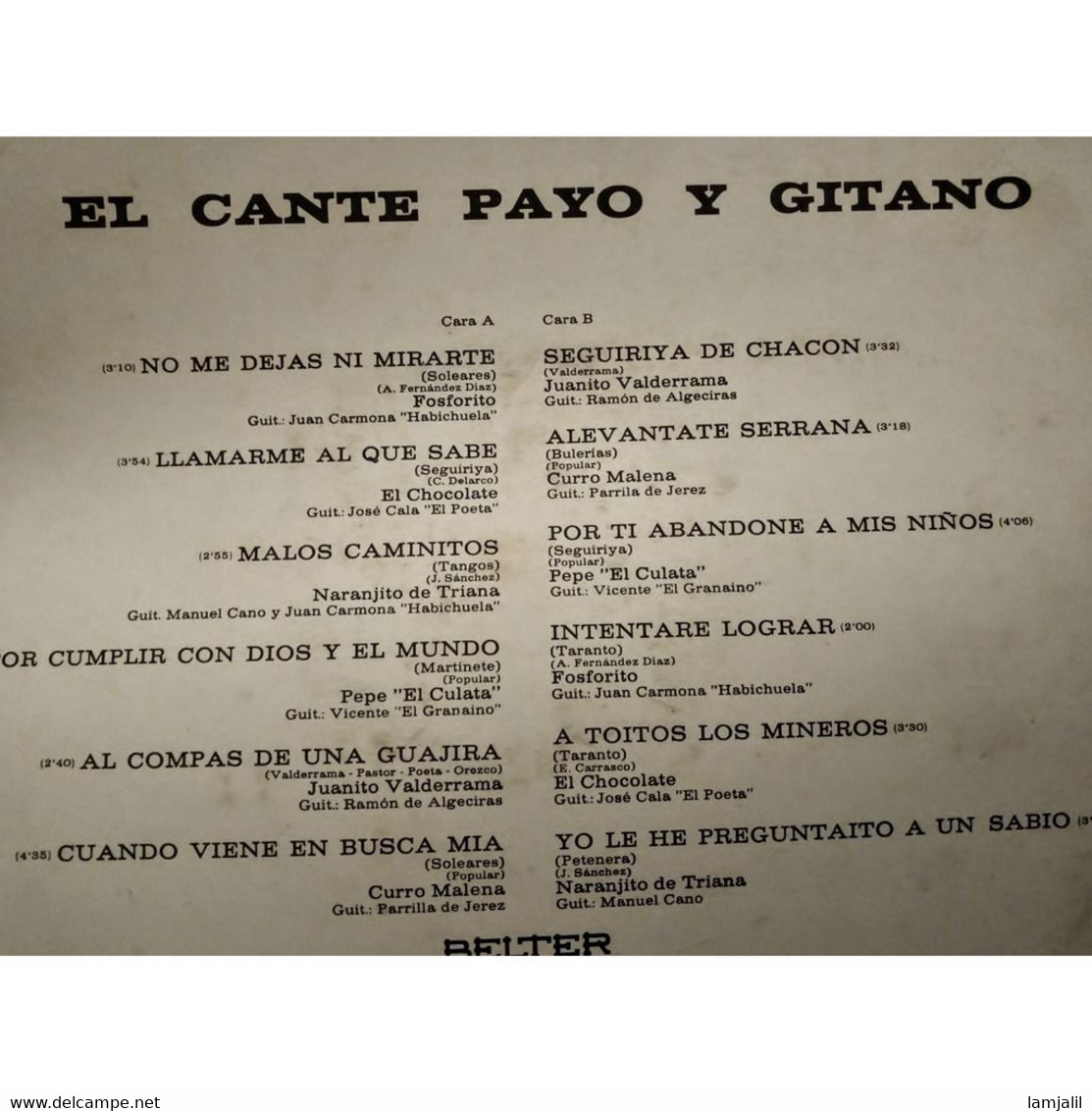 Various El Cante Payo Y Gitano - Autres - Musique Espagnole
