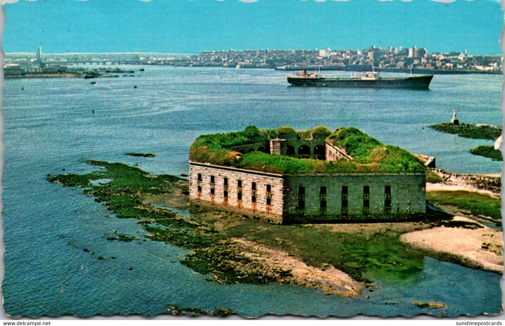 Maine Portland Harbor Showing Fort Gorges In Foreground 1981 - Portland