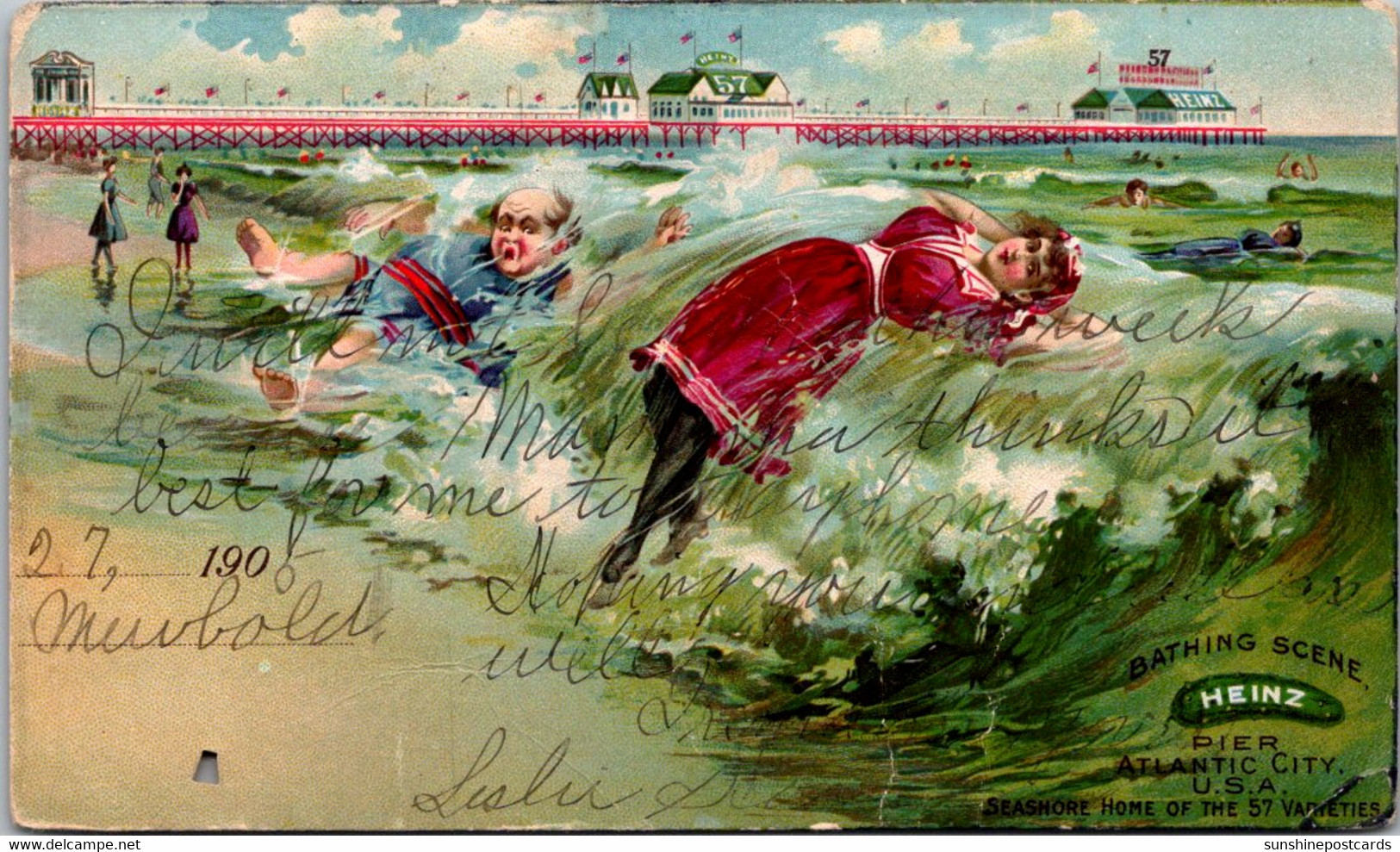 New Jersey Atlantic City Heinz Ocean Pier Bathing Scene Private Mailing Card - Atlantic City