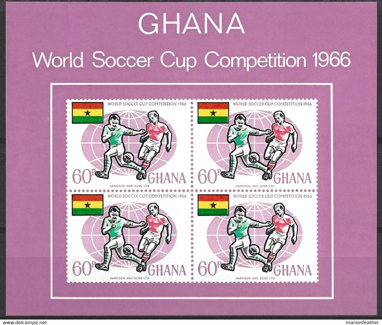 GHANA....QUEEN ELIZABETH II....(1952-22..)....." 1966.."...WORLD CUP....M/S.....MS434.......(CAT.VAL.£24.....).....MNH.. - 1966 – Engeland