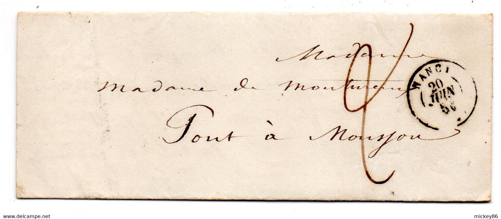 1850--Courrier De  NANCY -Meurthe Et Moselle Pour PONT A MOUSSON. Cachet Type 14.+ Cachet Type 12 PONT A MOUSSON. - Ohne Zuordnung