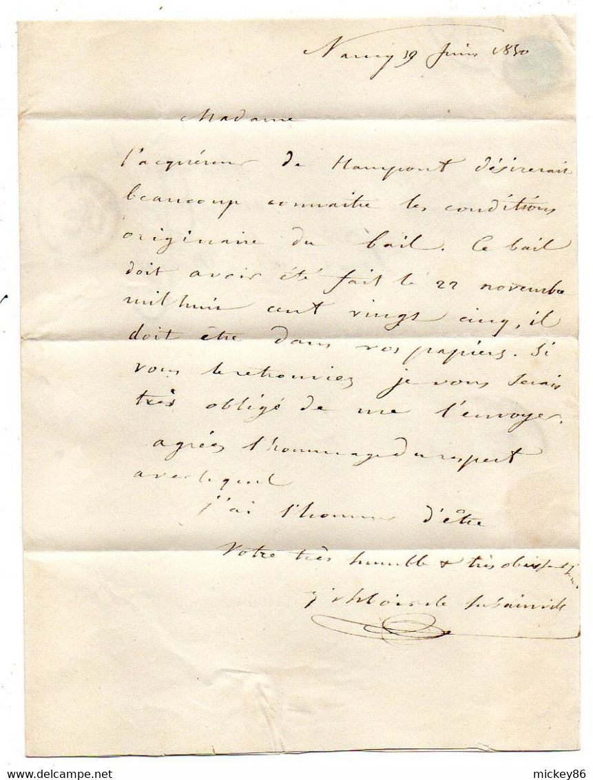 1850--Courrier De  NANCY -Meurthe Et Moselle Pour PONT A MOUSSON. Cachet Type 14.+ Cachet Type 12 PONT A MOUSSON. - Ohne Zuordnung