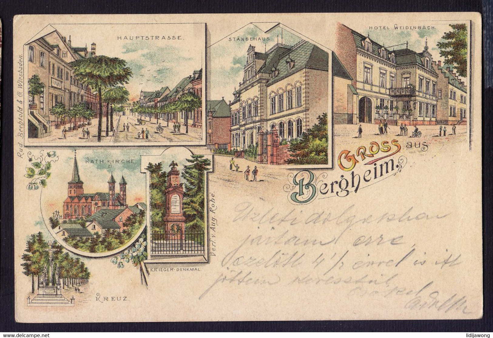 Gruss Aus Bergheim - Litho - Old Postcard 1898 (see Sales Conditions) - Bergheim