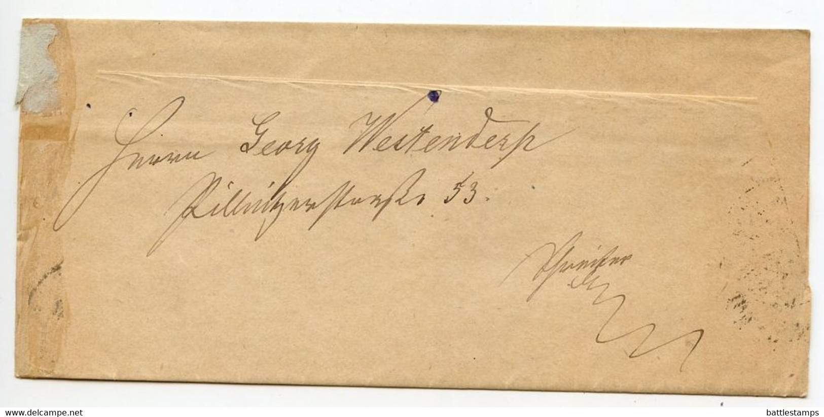 Germany 1890 3pf Crown Wrapper; Dresden Postmark - Other & Unclassified