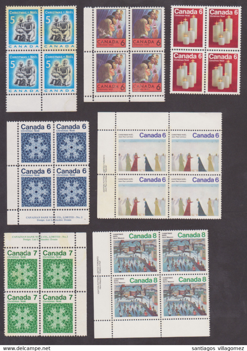 Canada 1969-2012: Christmas 9 Blocks 4 Mint + Souvenir Sheet Circulated - Other & Unclassified