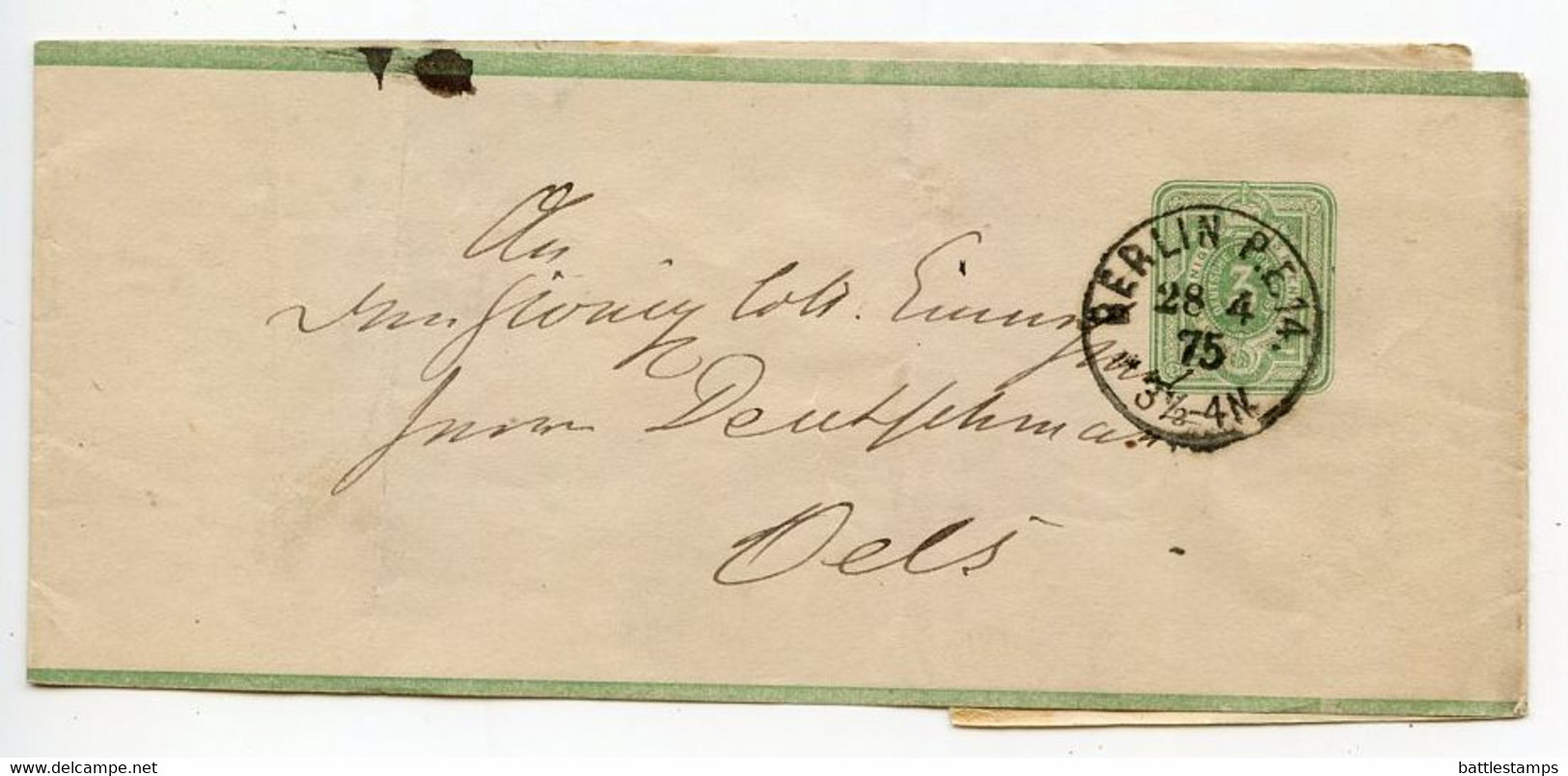 Germany 1876 3pf Crown Letter Band, Berlin To Oels - Sonstige & Ohne Zuordnung