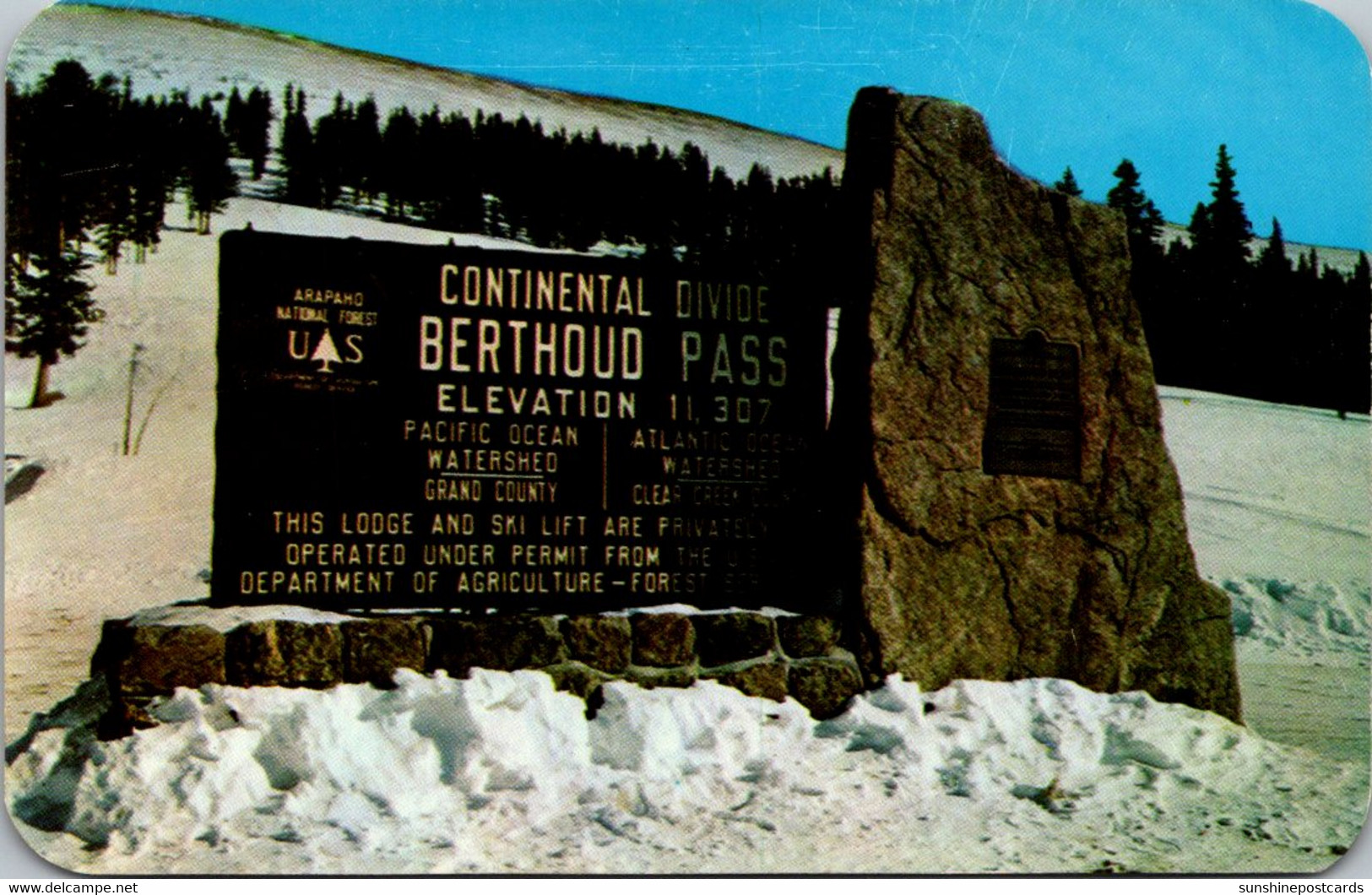 Colorado Markers At Summit Of Berthoud Pass - Rocky Mountains