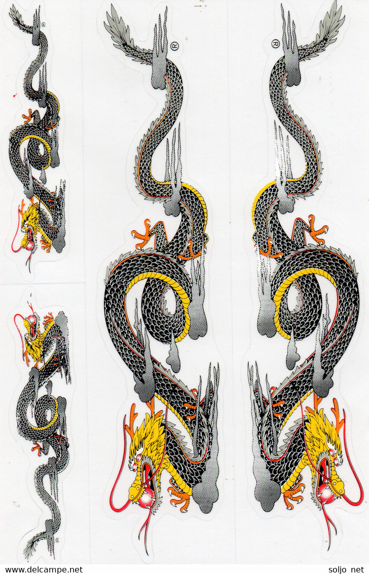 Drachen Schlange Tiere Aufkleber / Dragon Snake Animal Sticker A4 1 Bogen 27 X 18 Cm ST462 - Scrapbooking