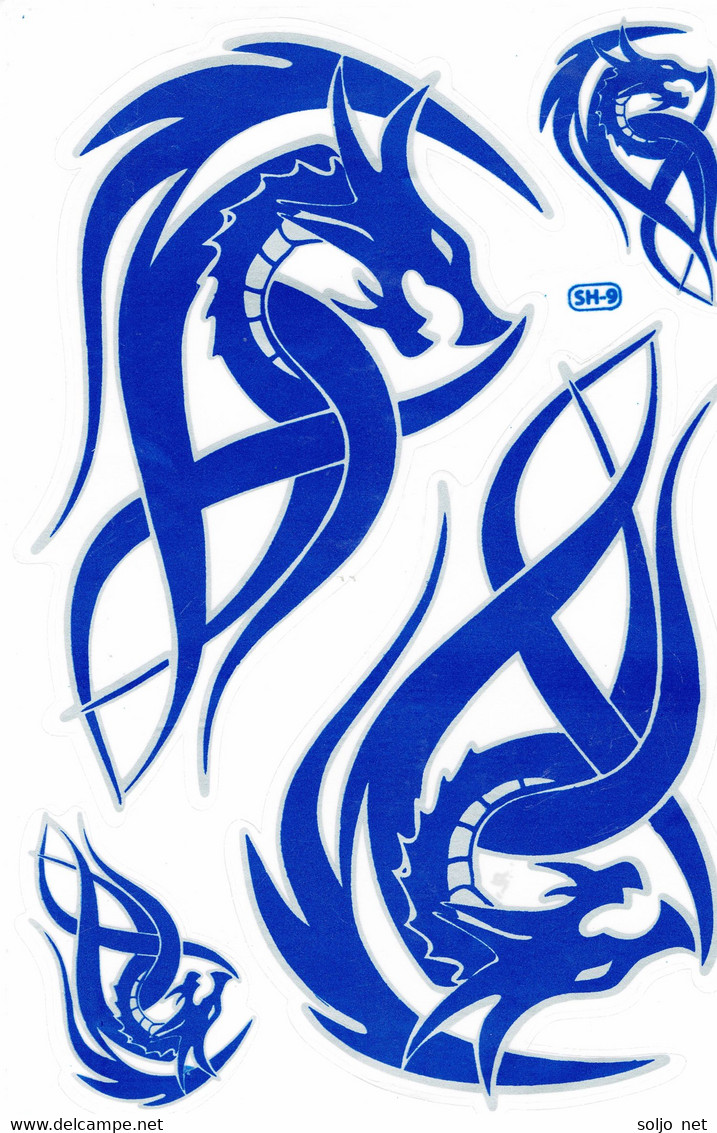 Drachen Blau Tiere Aufkleber / Dragon Blue Animal Sticker A4 1 Bogen 27 X 18 Cm ST482 - Scrapbooking