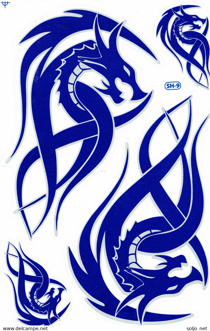 Drachen Blau Tiere Aufkleber / Dragon Blue Animal Sticker A4 1 Bogen 27 X 18 Cm ST562 - Scrapbooking