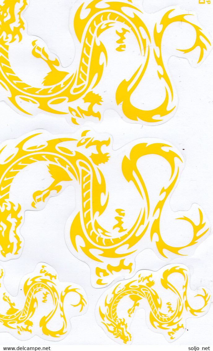 Drachen Gelb Tiere Aufkleber / Dragon Yellow Animal Sticker A4 1 Bogen 27 X 18 Cm ST135 - Scrapbooking