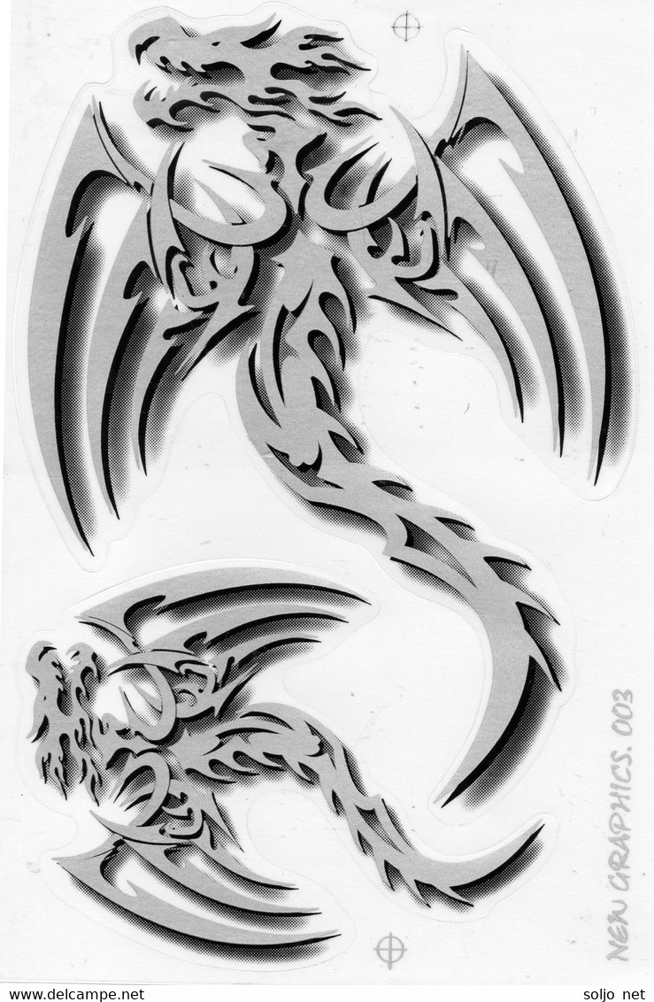 Drachen Grau Tiere Aufkleber / Dragon Grey Animal Sticker A4 1 Bogen 27 X 18 Cm ST077 - Scrapbooking