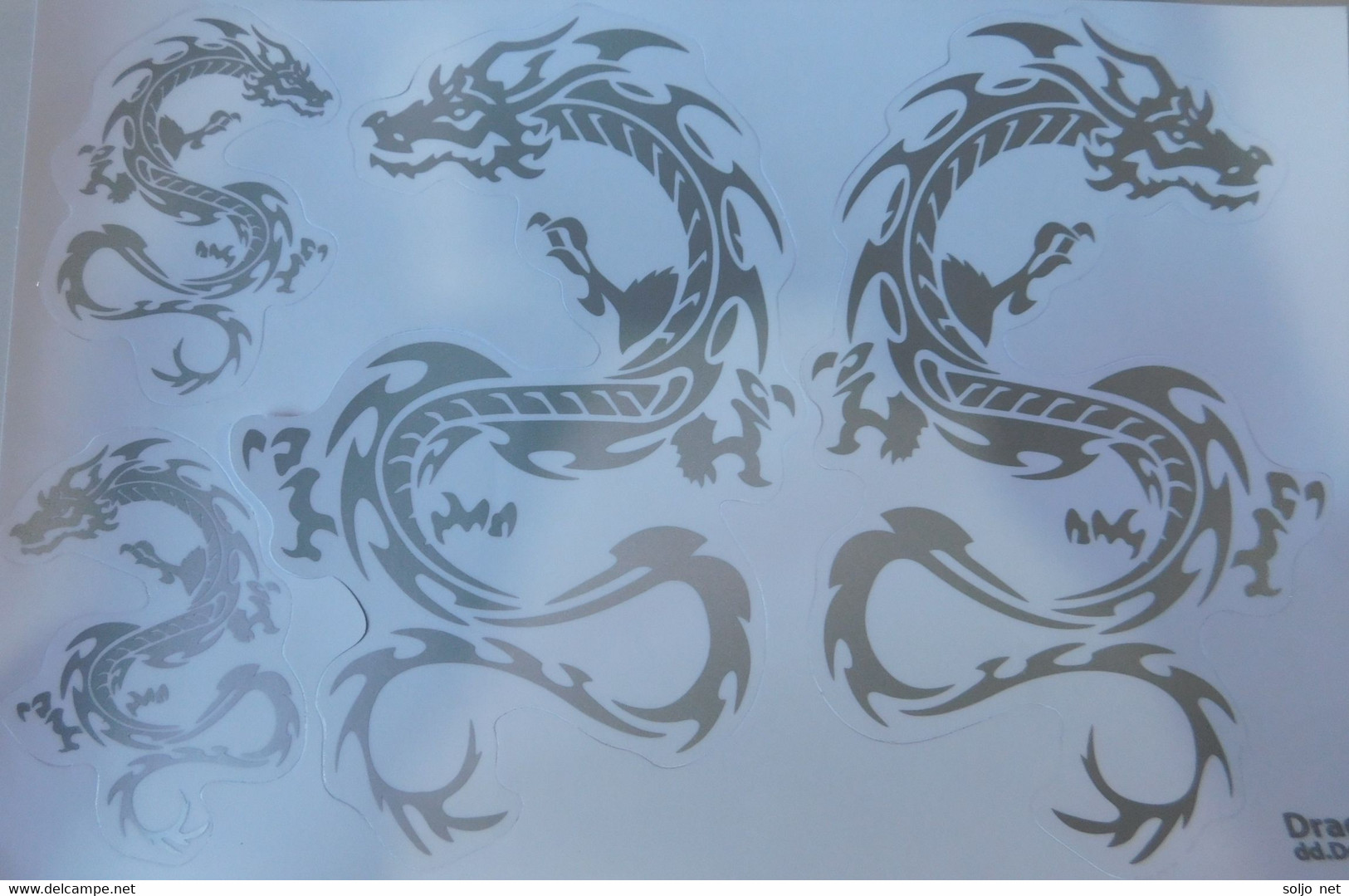 Drachen Grau Tiere Aufkleber / Dragon Grey Animal Sticker A4 1 Bogen 27 X 18 Cm ST196 - Scrapbooking