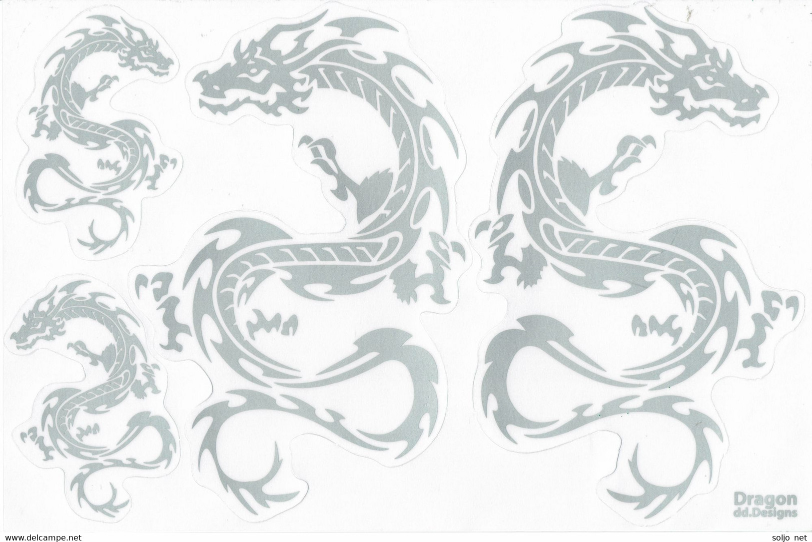 Drachen Grau Tiere Aufkleber / Dragon Grey Animal Sticker A4 1 Bogen 27 X 18 Cm ST267 - Scrapbooking