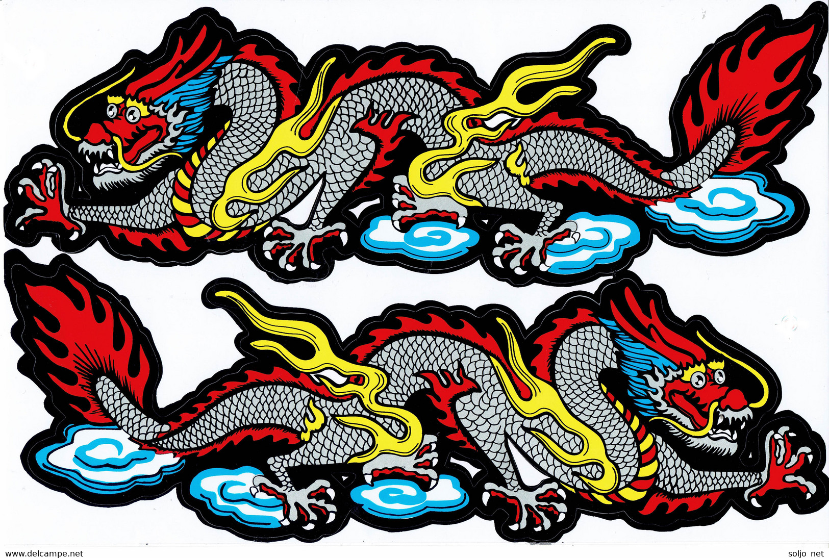 Drachen Grau Tiere Aufkleber / Dragon Grey Animal Sticker A4 1 Bogen 27 X 18 Cm ST491 - Scrapbooking