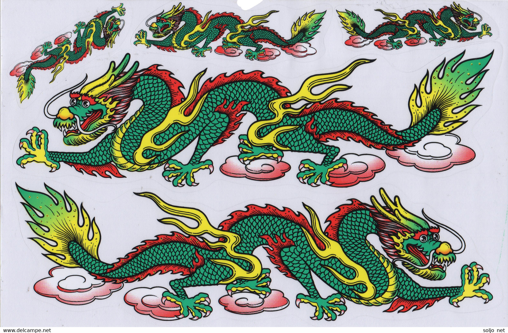 Drachen Grün Tiere Aufkleber / Dragon Green Animal Sticker A4 1 Bogen 27 X 18 Cm ST258 - Scrapbooking