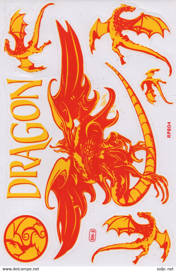 Drachen Rot Tiere Aufkleber / Dragon Red Animal Sticker A4 1 Bogen 27 X 18 Cm ST094 - Scrapbooking
