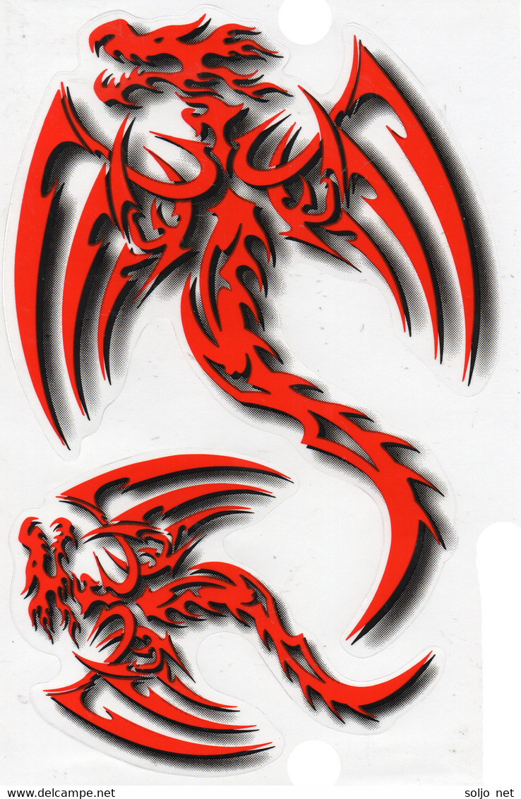 Drachen Rot Tiere Aufkleber / Dragon Red Animal Sticker A4 1 Bogen 27 X 18 Cm ST095 - Scrapbooking