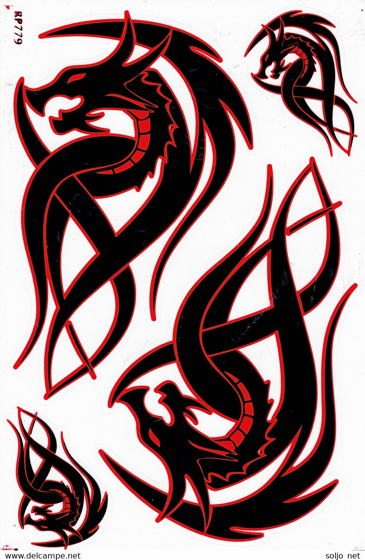 Drachen Rot Tiere Aufkleber / Dragon Red Animal Sticker A4 1 Bogen 27 X 18 Cm ST397 - Scrapbooking