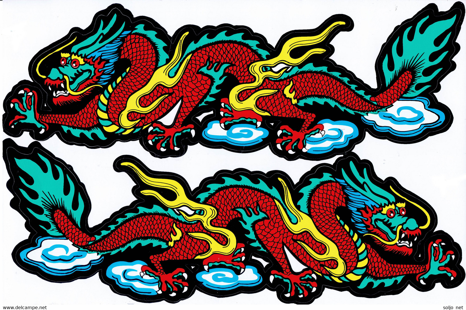 Drachen Rot Tiere Aufkleber / Dragon Red Animal Sticker A4 1 Bogen 27 X 18 Cm ST494 - Scrapbooking