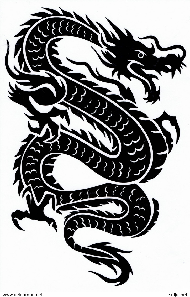Drachen Schwarz Tiere Aufkleber / Dragon Black Animal Sticker A4 1 Bogen 27 X 18 Cm ST300 - Scrapbooking