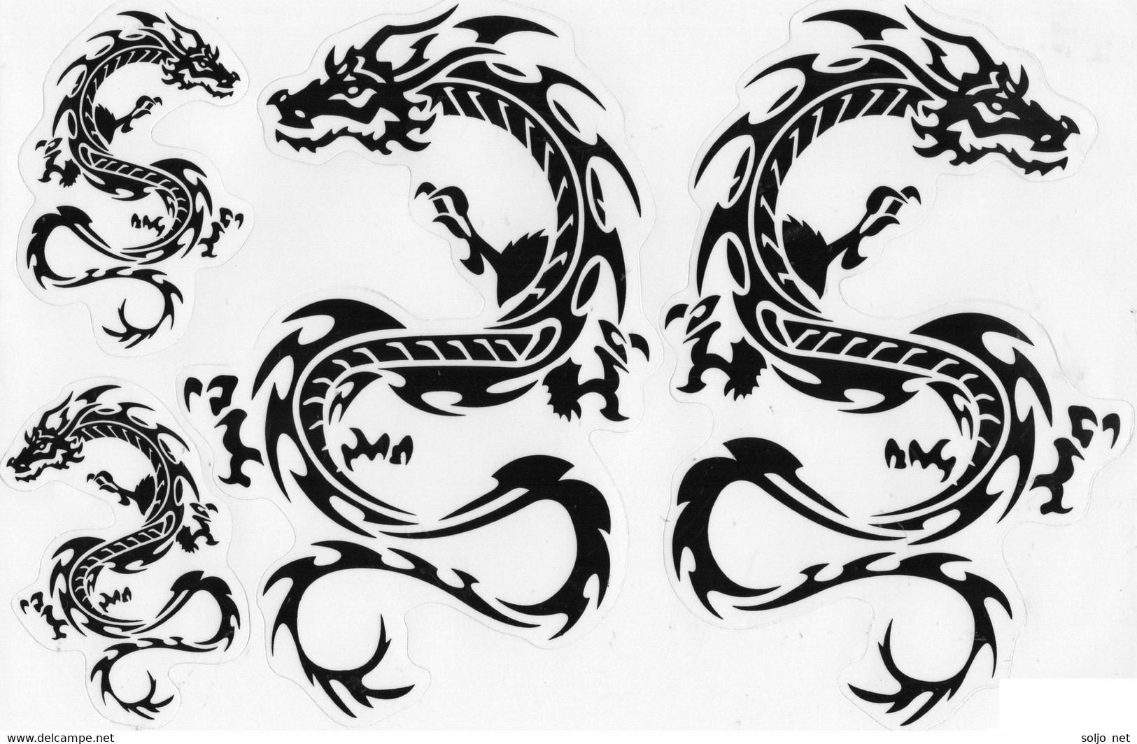Drachen Schwarz Tiere Aufkleber / Dragon Black Animal Sticker A4 1 Bogen 27 X 18 Cm ST432 - Scrapbooking