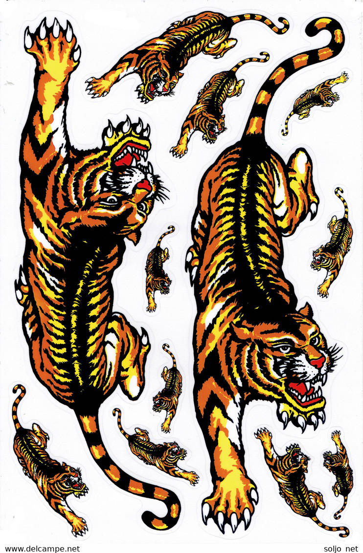 Tiger Tiere Aufkleber / Tiger Animal Sticker A4 1 Bogen 27 X 18 Cm ST055 - Scrapbooking