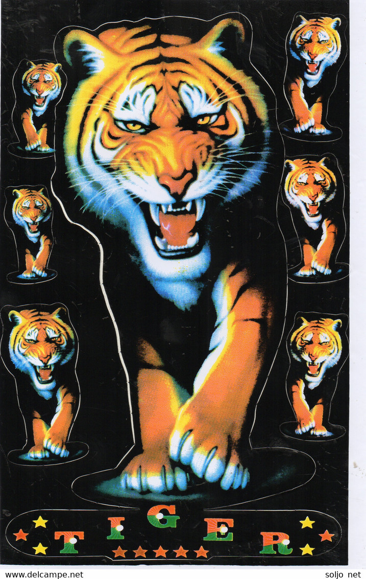 Tiger Tiere Aufkleber / Tiger Animal Sticker A4 1 Bogen 27 X 18 Cm ST071 - Scrapbooking