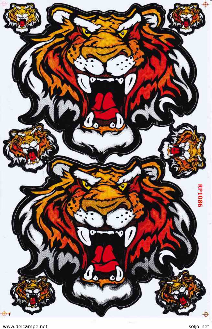 Tiger Tiere Aufkleber / Tiger Animal Sticker A4 1 Bogen 27 X 18 Cm ST428 - Scrapbooking