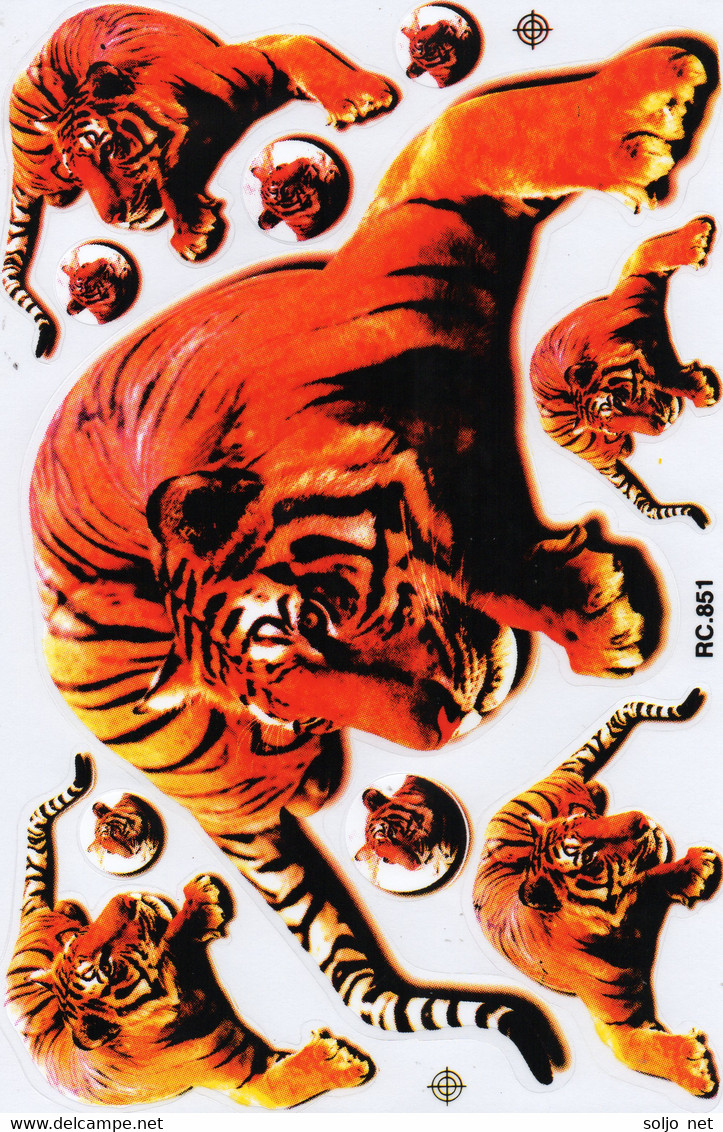 Tiger Tiere Aufkleber / Tiger Animal Sticker A4 1 Bogen 27 X 18 Cm ST385 - Scrapbooking