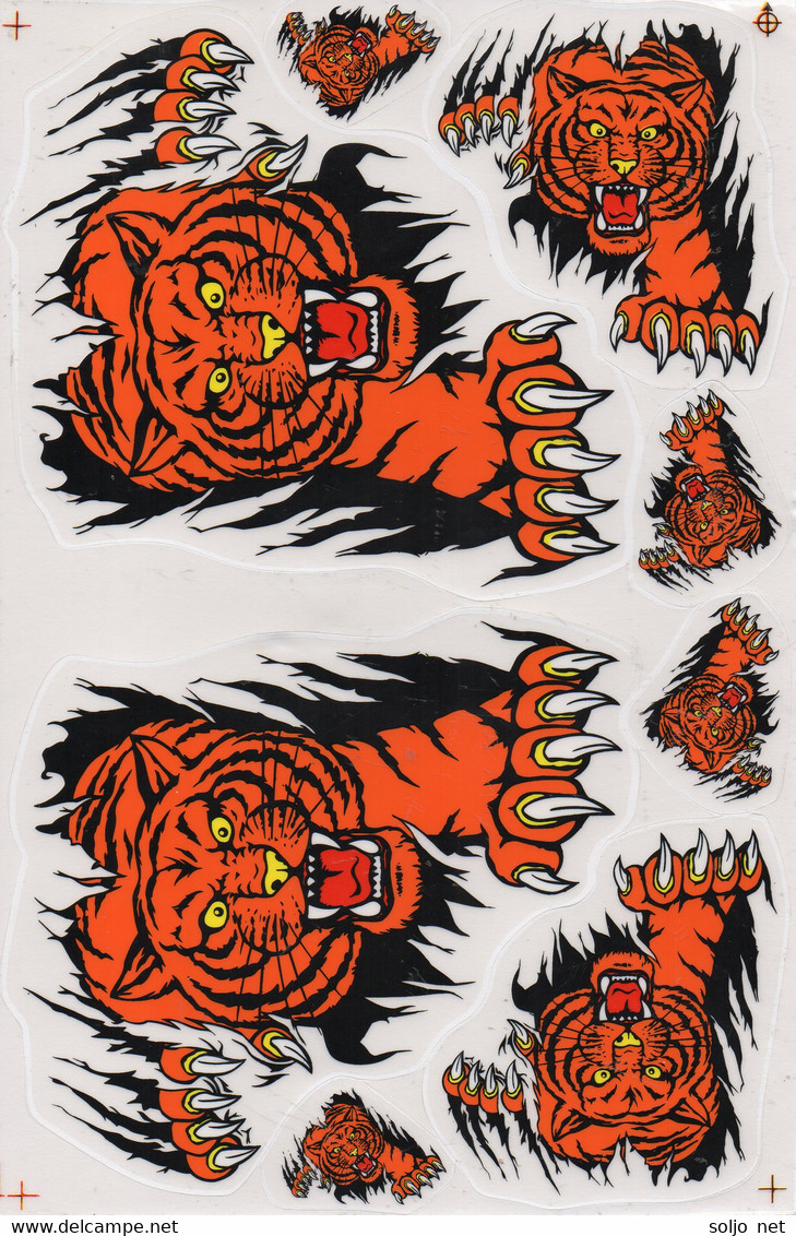 Tiger Tiere Aufkleber / Tiger Animal Sticker A4 1 Bogen 27 X 18 Cm ST560 - Scrapbooking