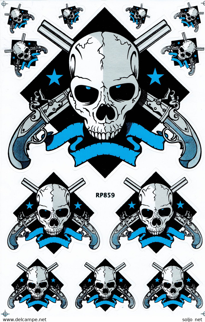 Totenkopf Sensemann Aufkleber / Skull Reaper Dead Sticker A4 1 Bogen 27 X 18 Cm ST269 - Scrapbooking